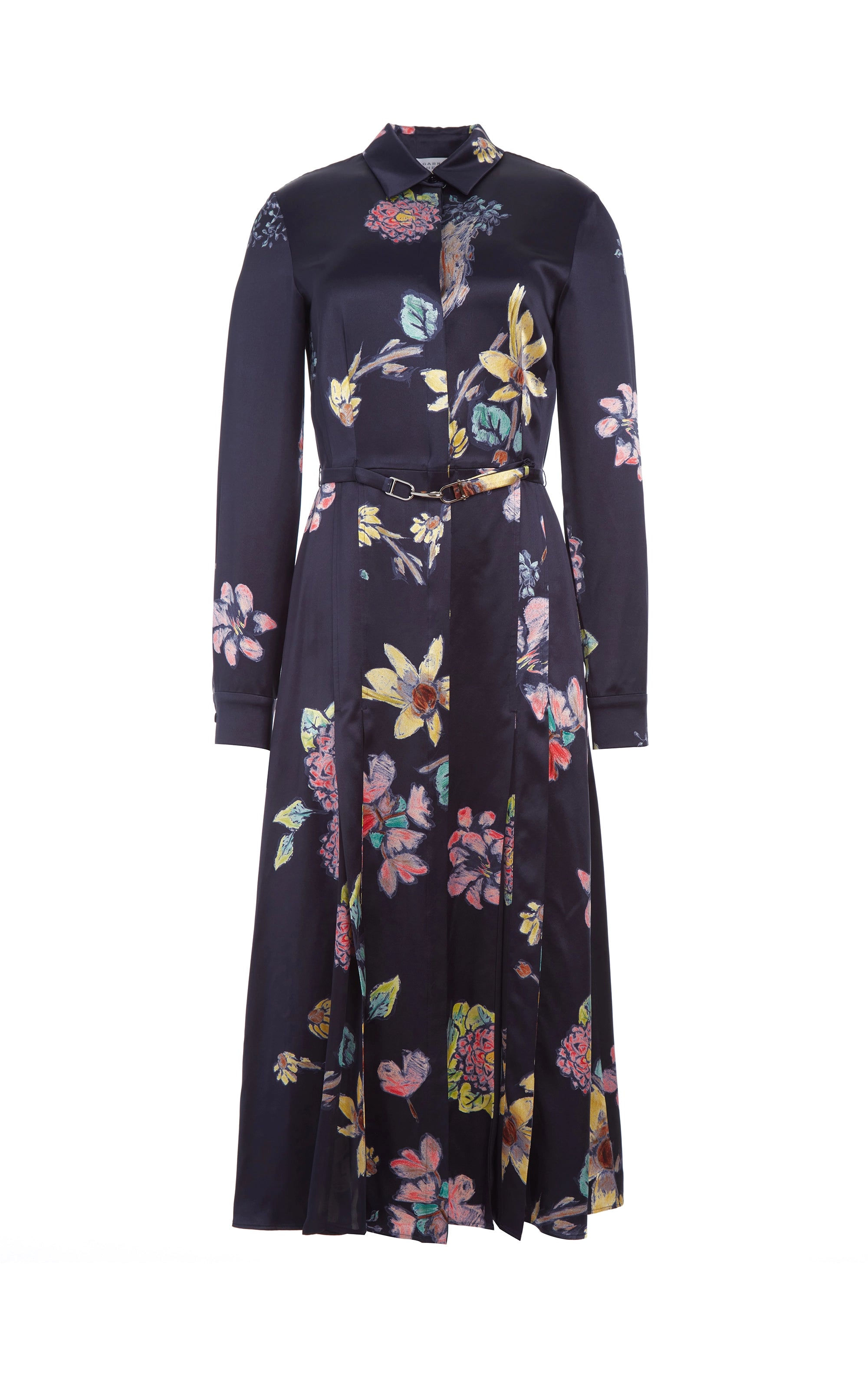 Comfortable Casual Women's Clothing Jane Shirtdress in Dark Navy Multi Printed Silk