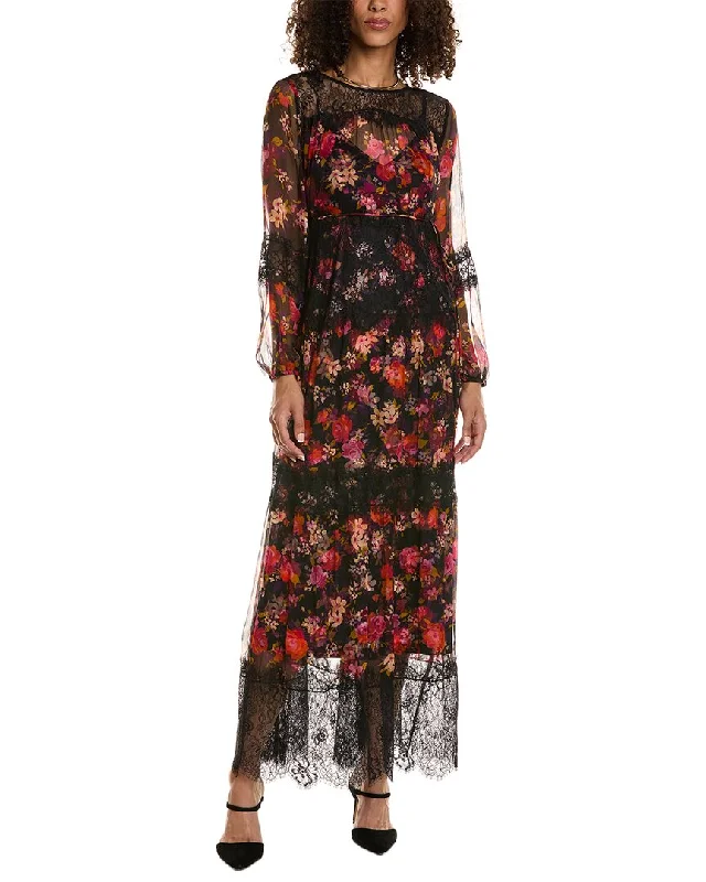 Women's Garments Johnny Was Ellie Lace Tiered Silk Maxi Dress