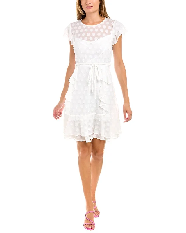 Women's Clothing Sale Online KARL LAGERFELD Clip Dot Tiered Ruffle Mini Dress