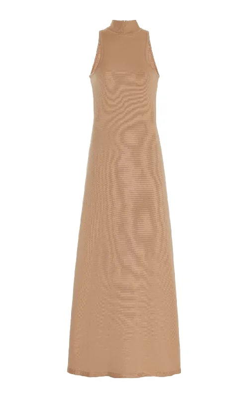 Women's Formal Wear Kenna Knit Dress in Camel Merino Wool