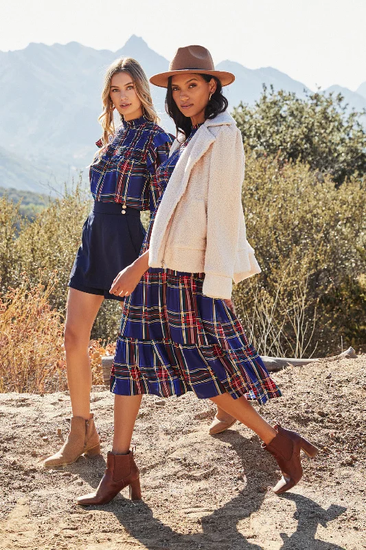 Extreme Clearance Deals Lakeview Plaid Smocked Tiered Midi Dress