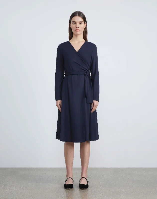 Women's Fashion-Forward Apparel Lightweight Punto Milano Wrap Dress