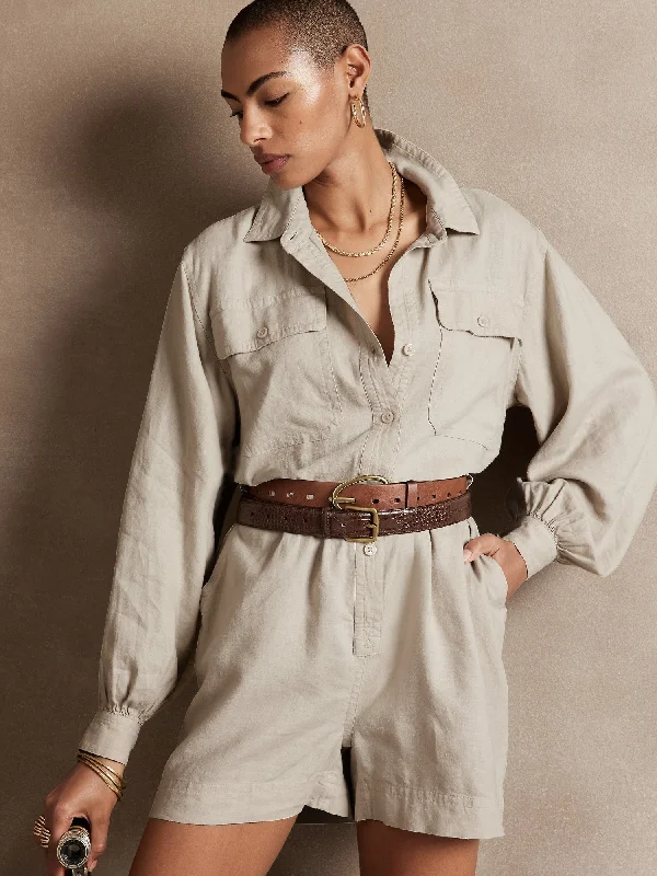 Women's Vacation Attire Linen-Blend Romper