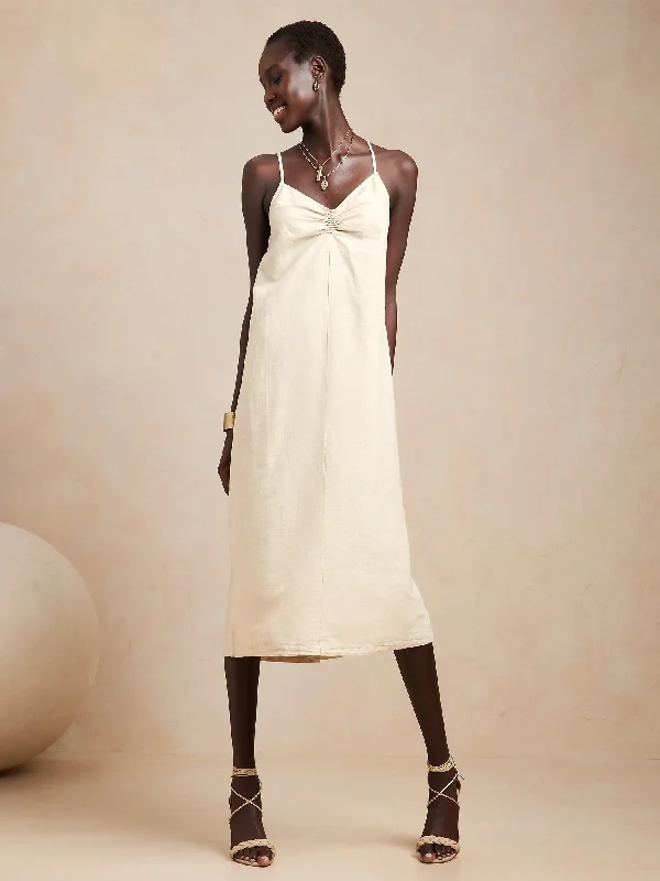 Women's Everyday Attire Linen-Blend Shift Dress