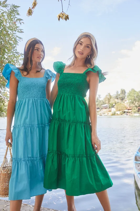 Women's Outdoor Attire Lou Smocked Tiered Midi Dress