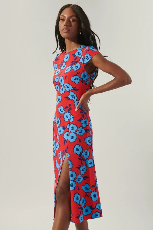 Women's Elegant Outfit Mira Mar Floral Everbloom Cutout Midi Dress