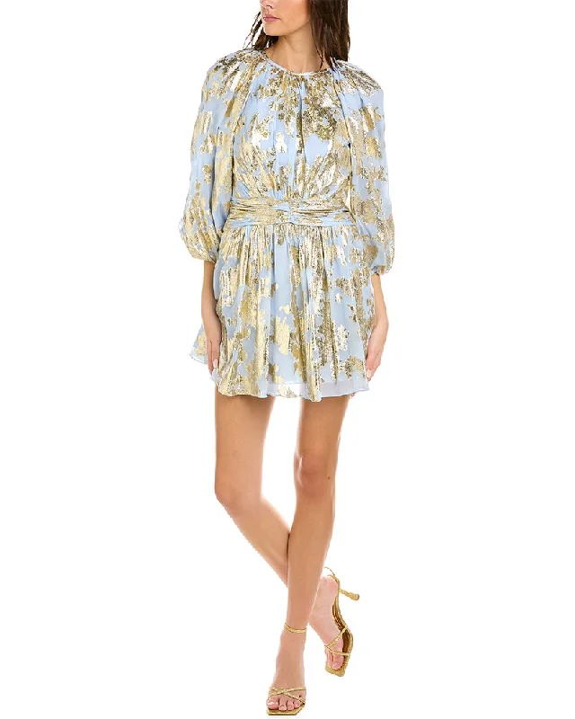 Women's Professional Apparel ML Monique Lhuillier Chiffon Silk-Blend Mini Dress