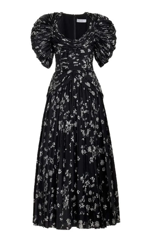Women's Tailored Outfit Peggy Dress in Black & White Printed Silk Twill