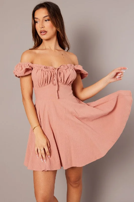 Women's Clothes And Apparel Sets Pink Fit And Flare Dress Mini