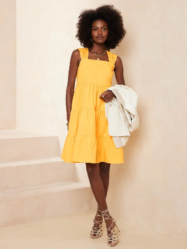 Women's Vintage-Inspired Outfit Poplin Mini Dress