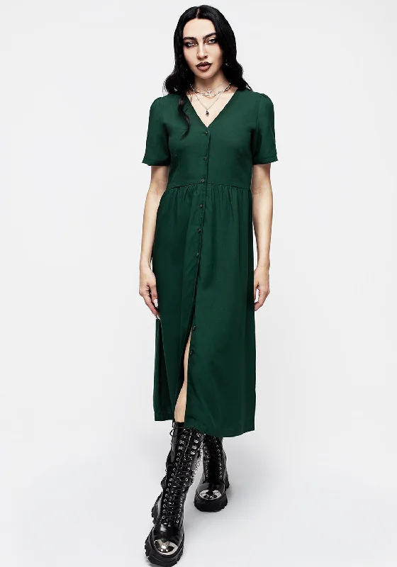 Women's Trendy Clothes Realm Button Down Midi Dress - Sycamore Green