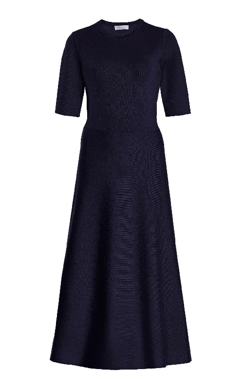 Clothes For Woman Seymore Knit Midi Dress in Dark Navy Merino Wool Cashmere