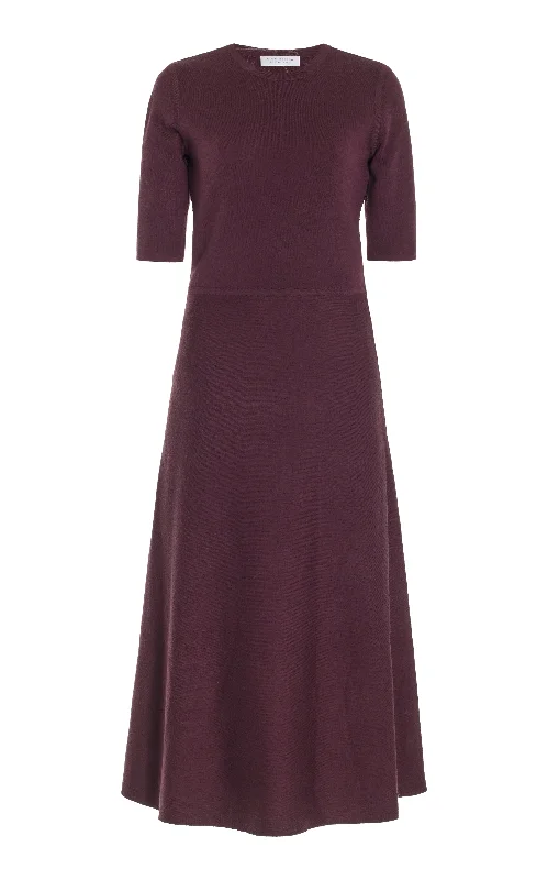 Clothes Woman Seymore Knit Midi Dress in Deep Bordeaux Merino Wool Cashmere
