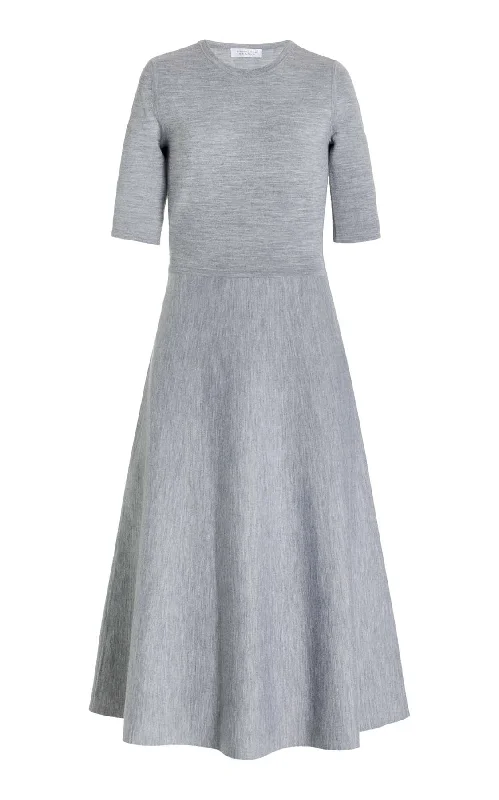 Casual Women's Clothing Online Seymore Knit Midi Dress in Heather Grey Merino Wool Cashmere