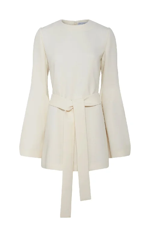 Formal Attire For Women Shandon Tunic in Ivory Double Face Wool Crepe
