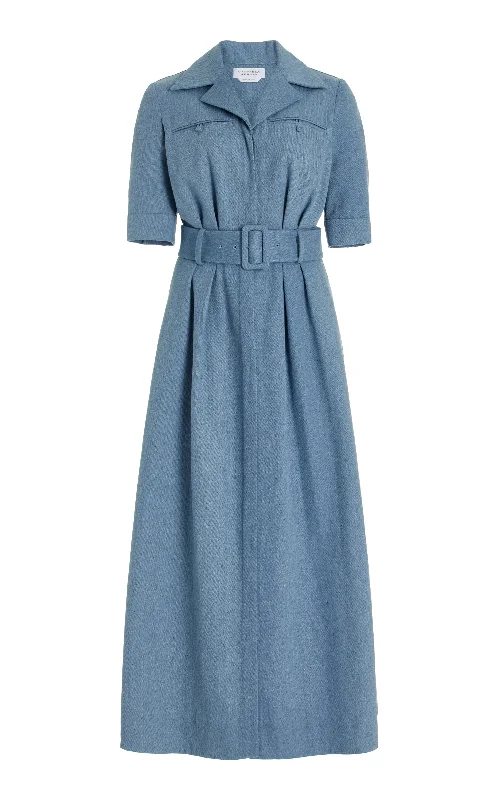 Designer Women's Fashion Online Simone Shirtdress in Light Blue Upcycled Denim