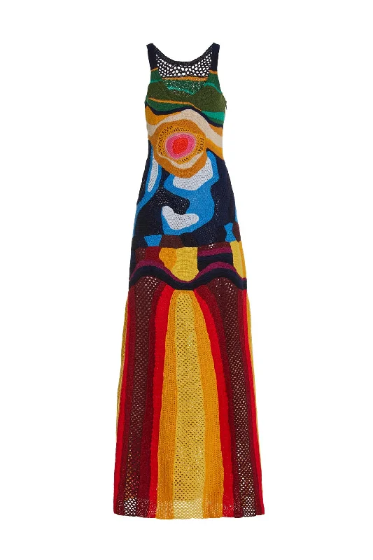 Women's Vintage-Inspired Outfit Tamra Crochet Dress in Mineral Multi Cashmere