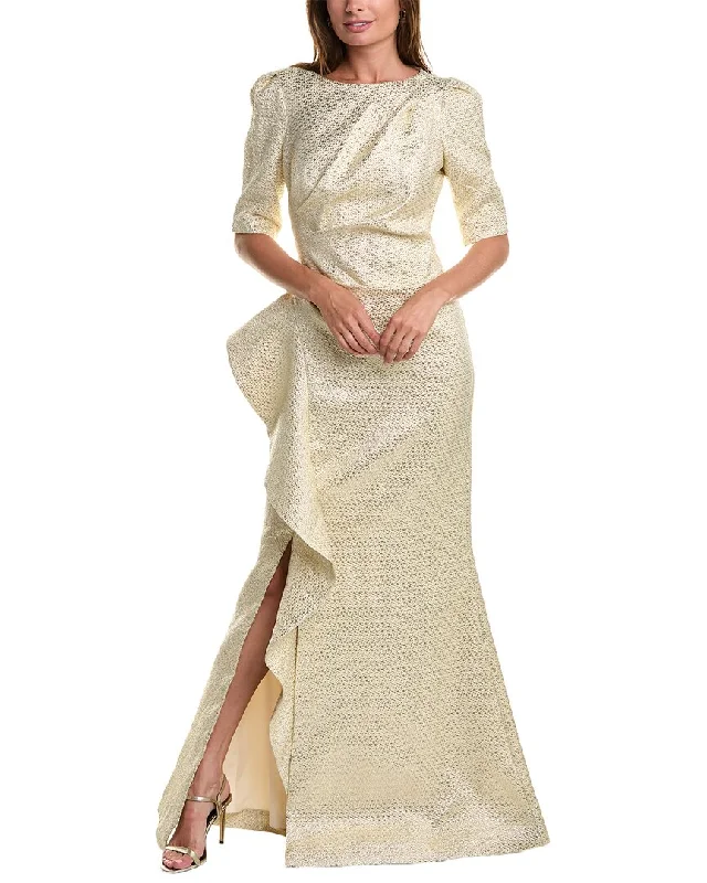 Timeless Women's Apparel Teri Jon by Rickie Freeman Metallic Jacquard Gown