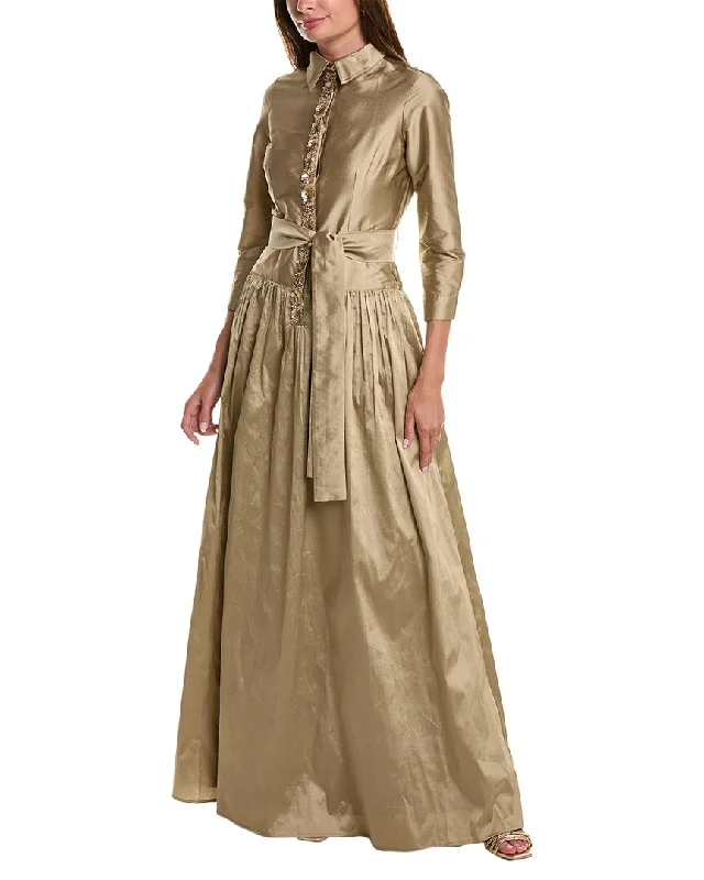 Women's Loungewear Clothes Teri Jon by Rickie Freeman Taffeta Shirt Gown