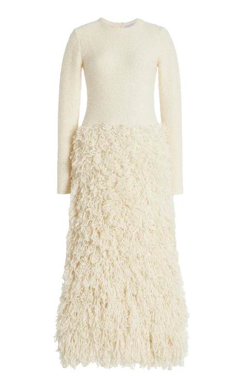 Women's Fashionable Attire For Work Turner Knit Maxi Dress in Ivory Virgin Wool Cashmere Silk