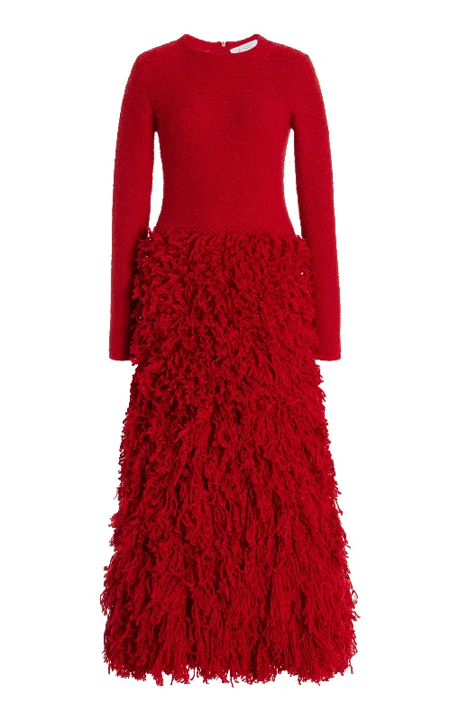 Women's Comfortable Garments Turner Knit Maxi Dress in Scarlet Red Virgin Wool Cashmere Silk