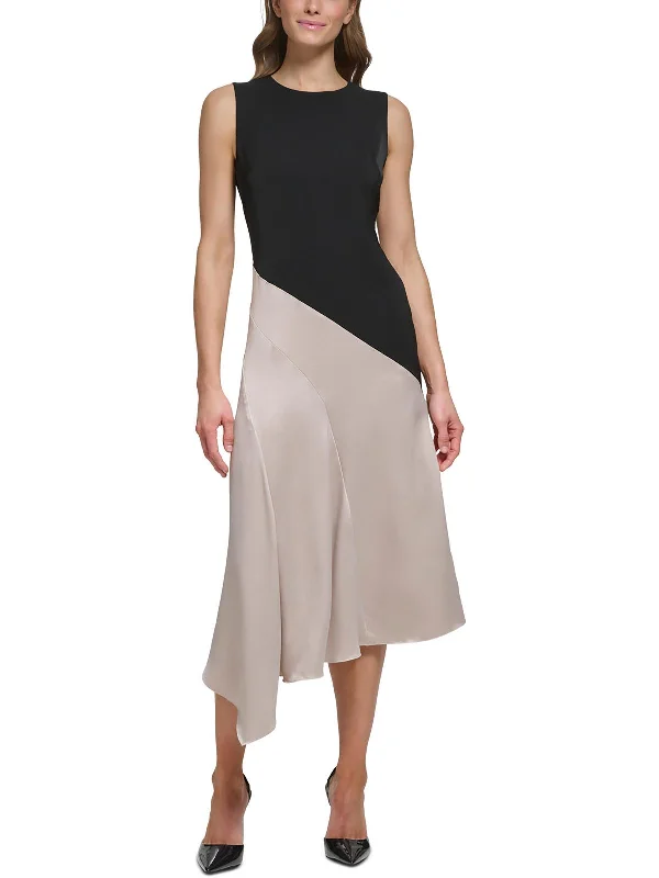 Classic Women's Apparel Womens Colorblock Polyester Midi Dress