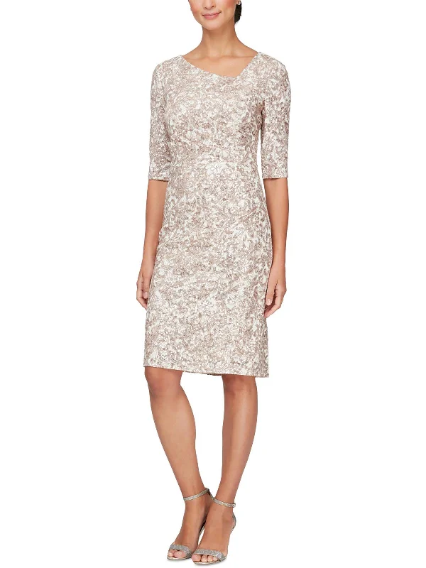 Women's Holiday Attire Womens Sequined Sheath Dress