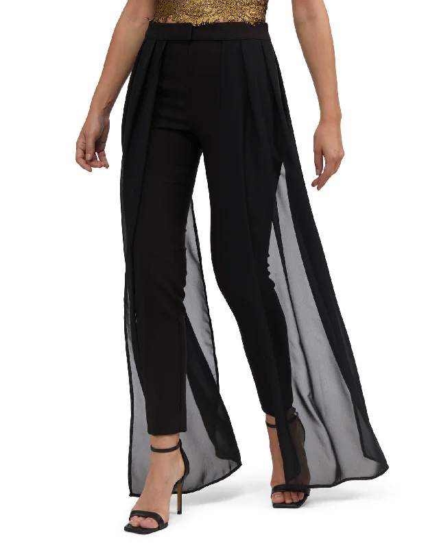 Women's Plus-Size Casual Outfit Bebe Women's High Waist Removable Chiffon Belt Slim Pant