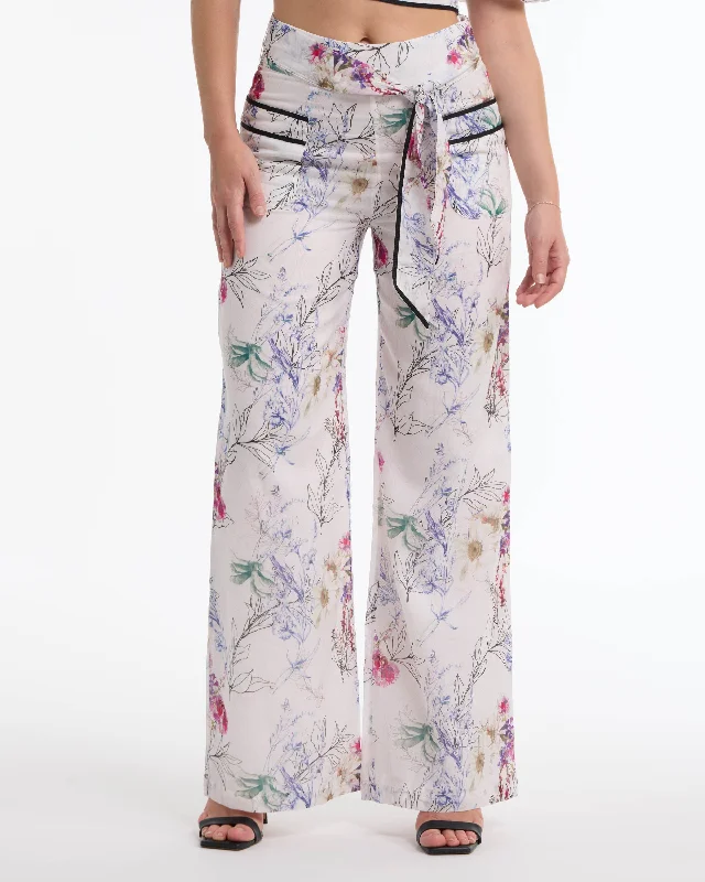 Women's Casual Wear Outfit BEBE Women's High Waisted Floral Flowy Pants