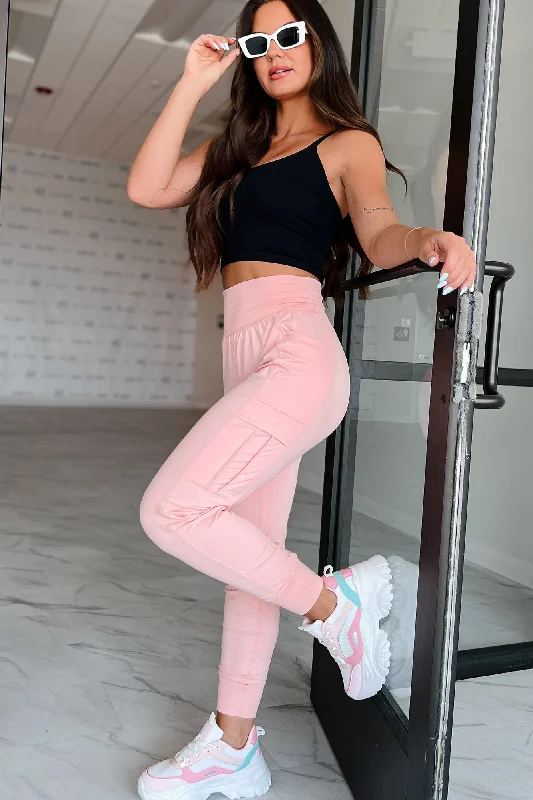 Women's High-Fashion Attire Bestie For The Restie Butter Soft Side Pocket Joggers (Flash Pink)