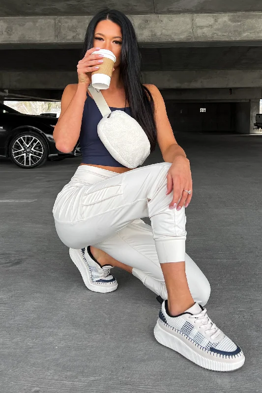 Women's Work Outfit Bestie For The Restie Butter Soft Side Pocket Joggers (White Pearl)