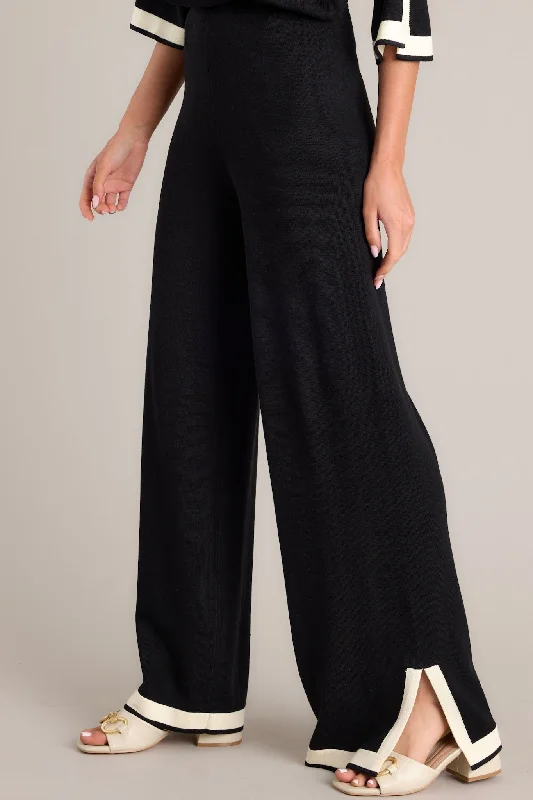 Women's Activewear for Exercise and Sports Bold Symphony Split Hem Black Sweater Pants