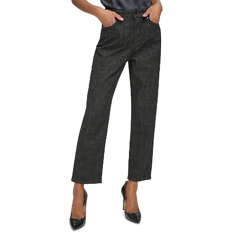 Women's Chic Apparel Cannes Womens High-Rise Straight Leg Cropped Jeans