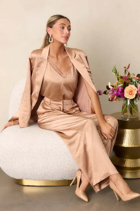 Timeless Women's Clothing Changed My Mind Light Copper Satin Trousers