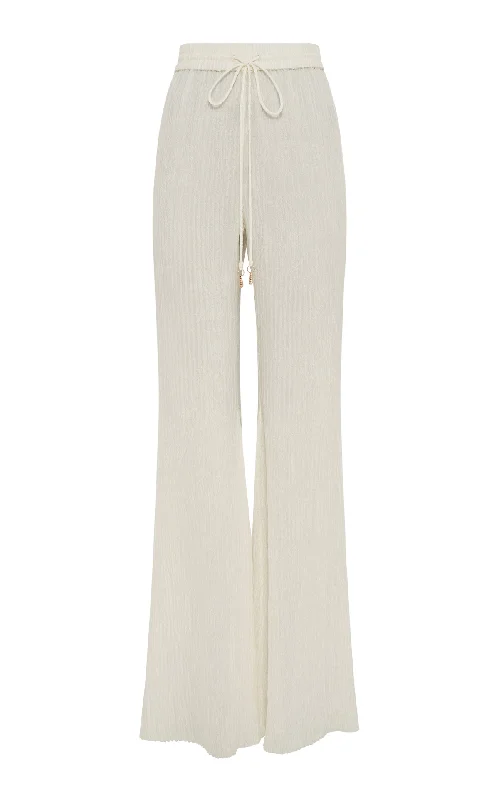 Women's Classic Outfit Claude Flare Pant in Ivory Plisse Silk