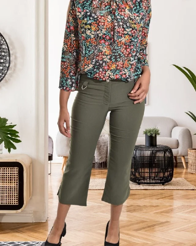 Women's Resort Apparel Ladies  Olive Capri Pants