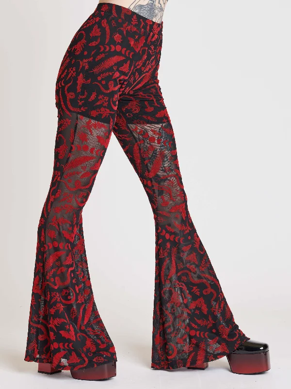 Clothing Woman Creatures Flocked Mesh Flared Leggings