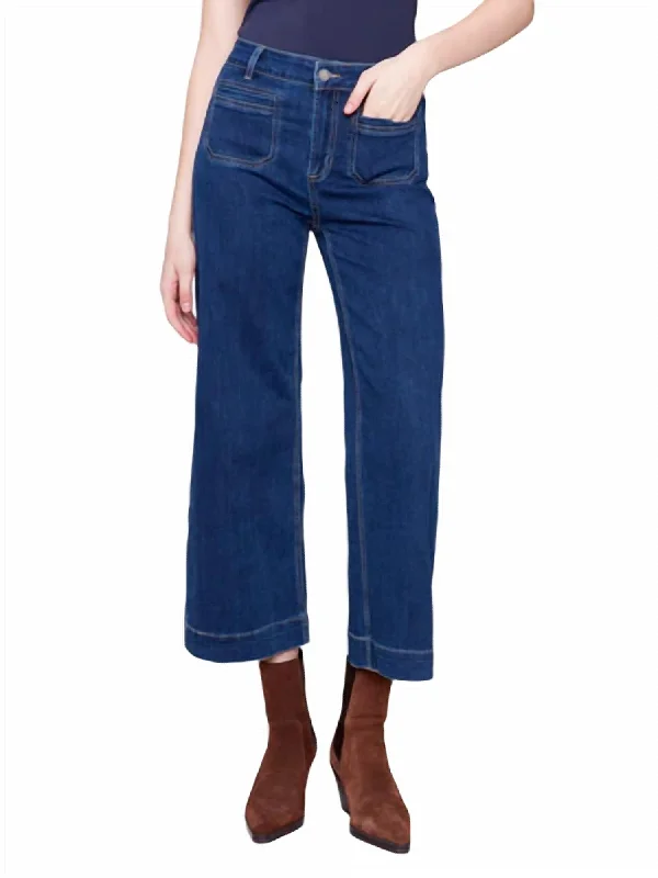 Women's Clothes For Work Cropped Flare Jeans In Indigo