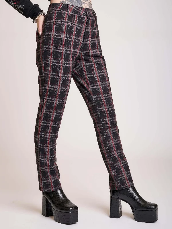 Women's Chic Outerwear Garments Cropped Vintage Plaid Pants