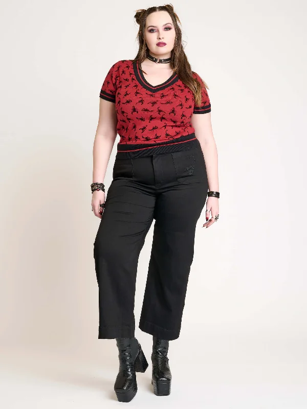 Fashionable Casual Tops Cropped Wide Leg Jeans