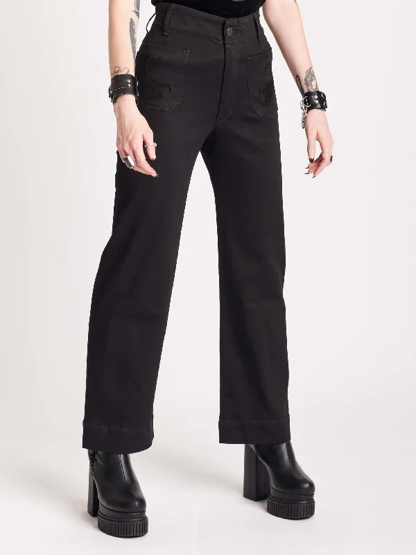 Women's Formal Event Clothing Cropped Wide Leg Jeans
