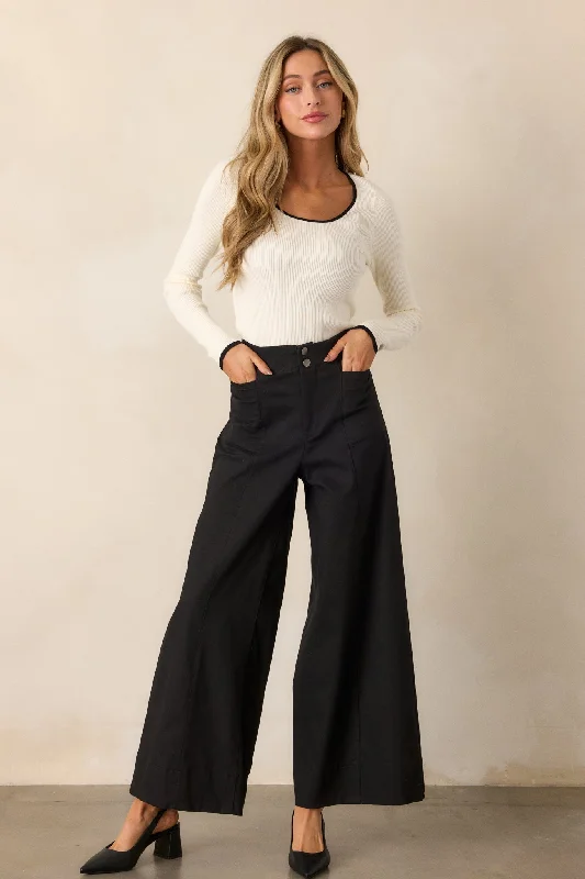 Affordable Women's Clothing Daylight Glimmer Black Wide Leg Pants