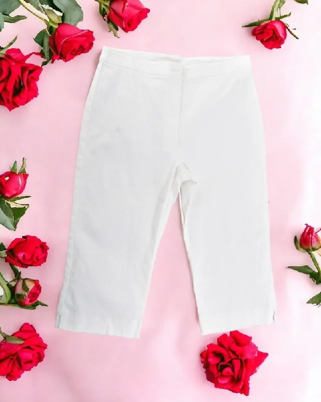 Casual Clothing For Women Ladies White Twill Pedal Pusher