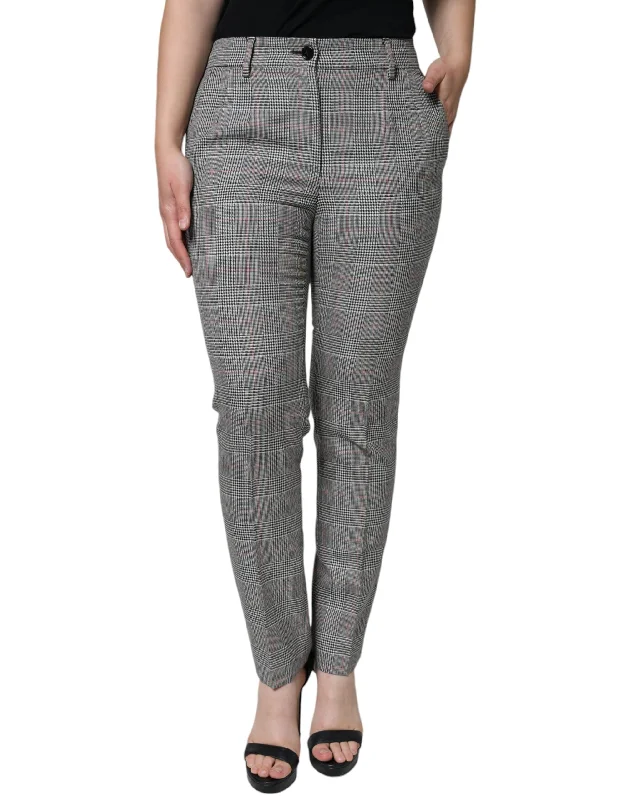 Women's Evening Apparel Dolce & Gabbana  Plaid Wool Mid Waist Women Tape Women's Pants (Pre-Owned)