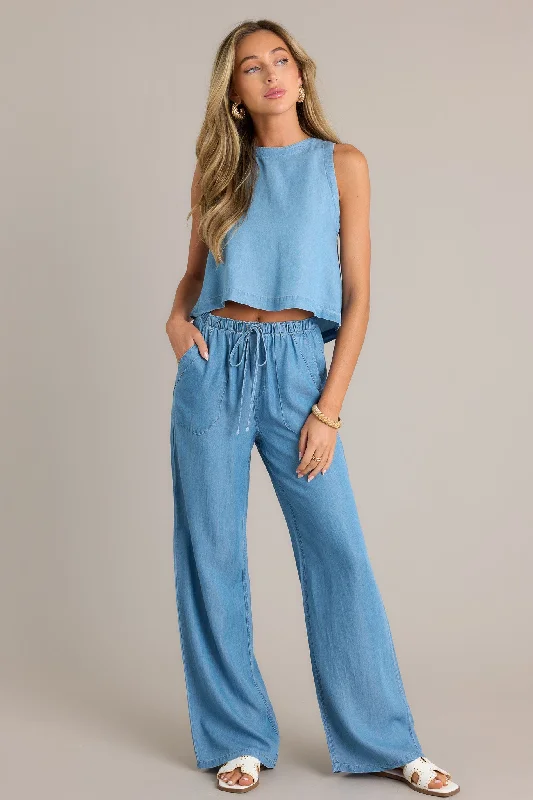 Fashionable Women's Casual Apparel Easy Living Chambray Drawstring Pants