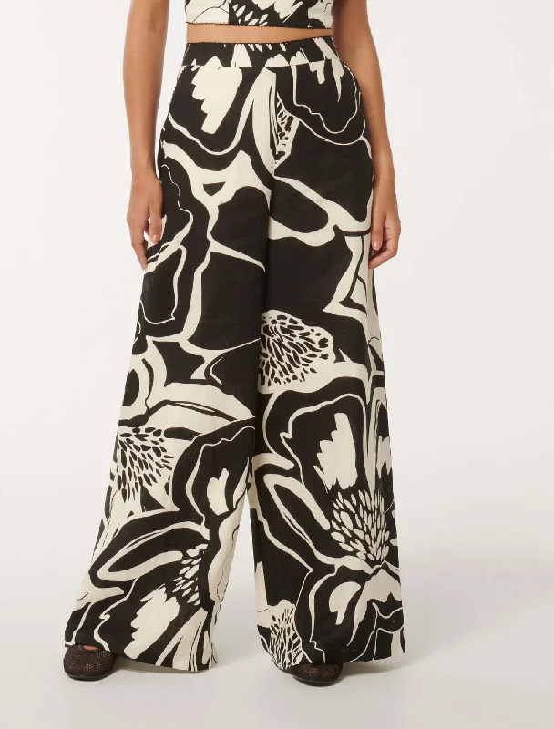 Comfortable Women's Outfits Ebony Linen Wide Leg Pants