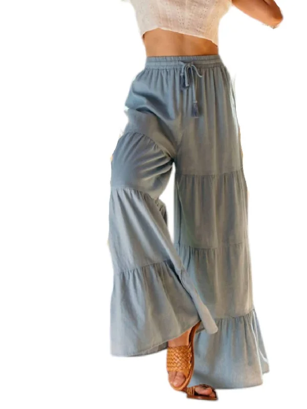 Women's Trendy Clothing High Waist Boho Flair Denim Pants In Light Blue