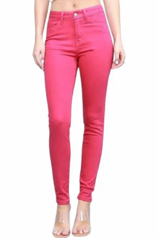 Women's Tops And Clothing High Waist Skinny Jeans In Pink