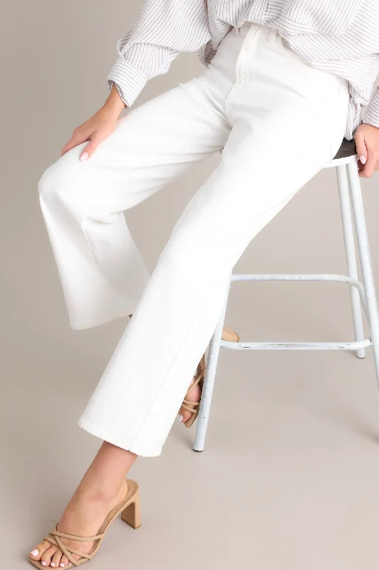 Women's Trendy Outfit Into The Clouds White Cropped Wide Leg Jeans (RESTOCK FEB 2025)