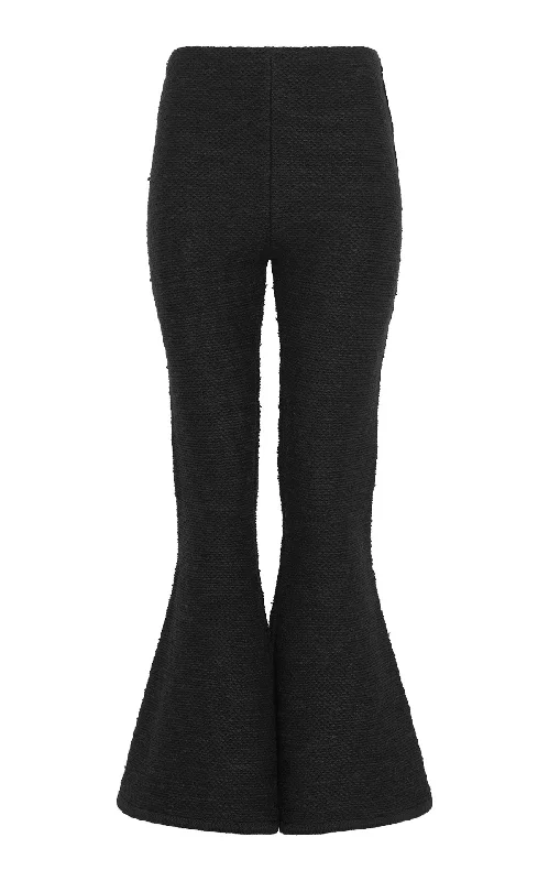Women's Workout Garments Karpo Flare Cropped Knit Pant in Black Cashmere Silk